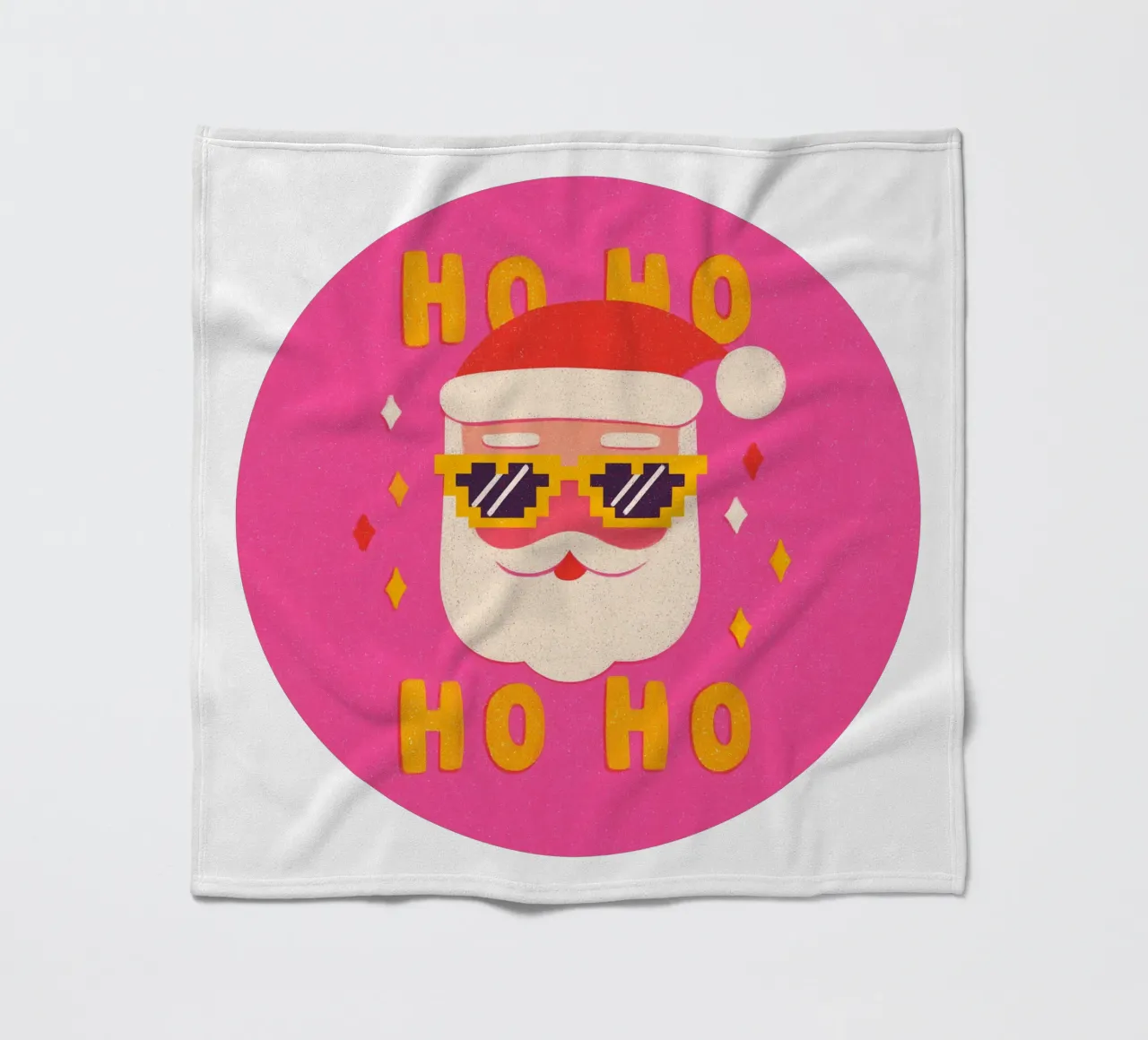 Babbo Natale in stile pixel rosa coperta in pile da Carinaprint
