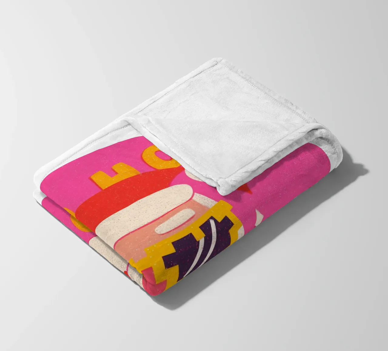 Babbo Natale in stile pixel rosa coperta in pile da Carinaprint