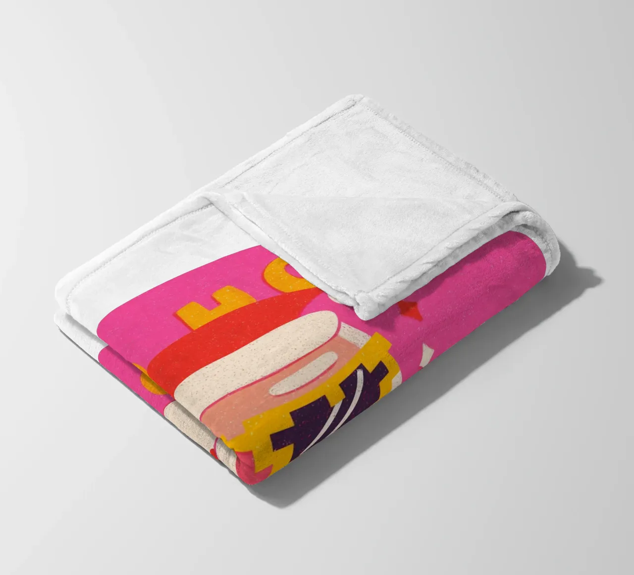 Babbo Natale in stile pixel rosa coperta in pile da Carinaprint