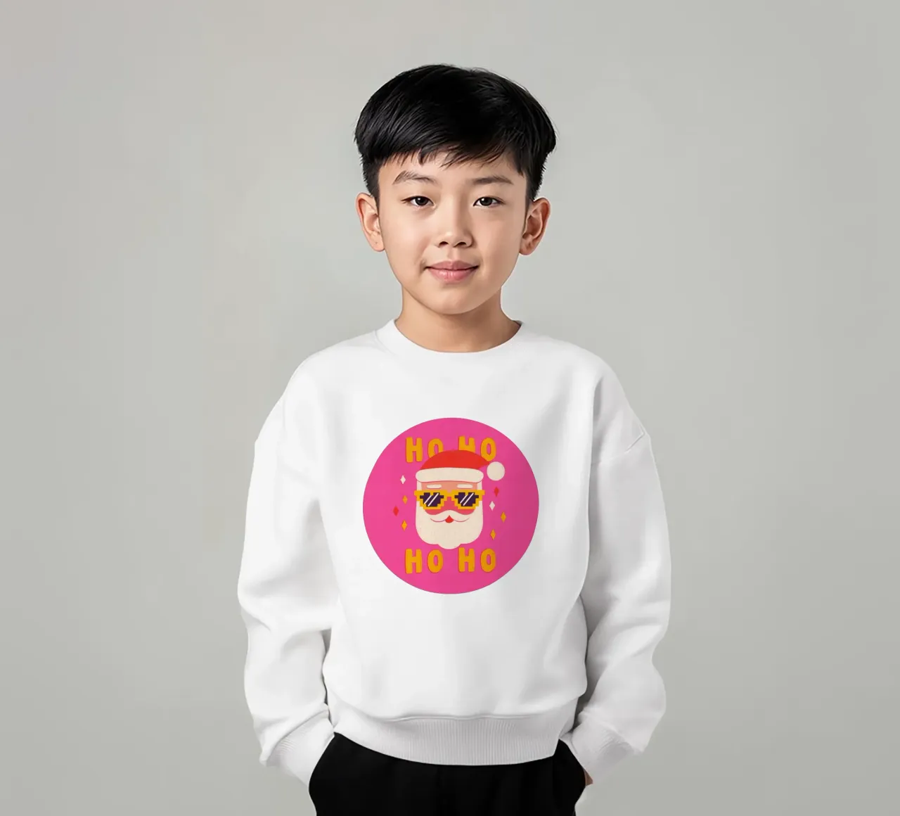Babbo Natale in stile pixel rosa felpa bambino da Carinaprint