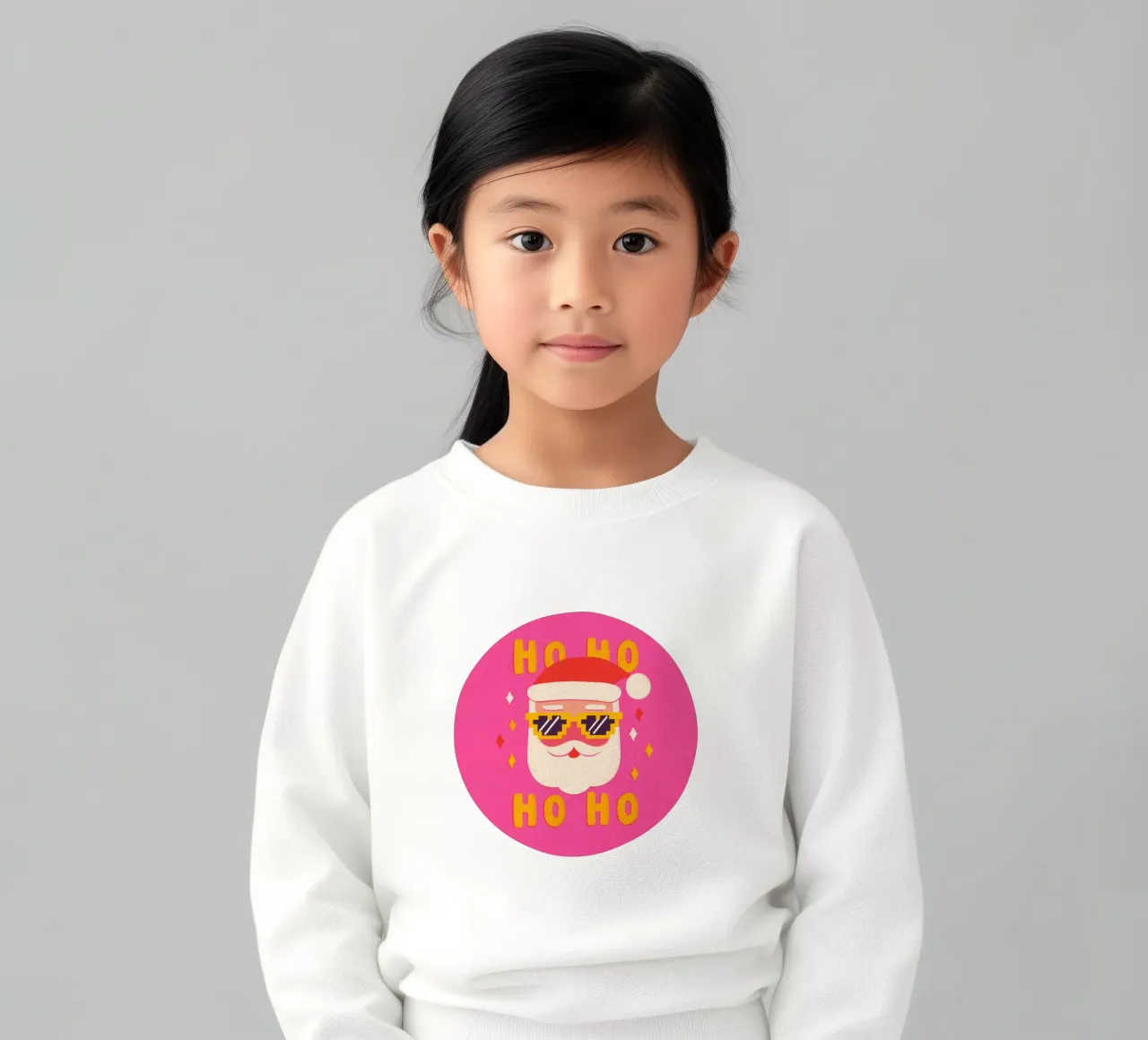 Babbo Natale in stile pixel rosa felpa bambino da Carinaprint
