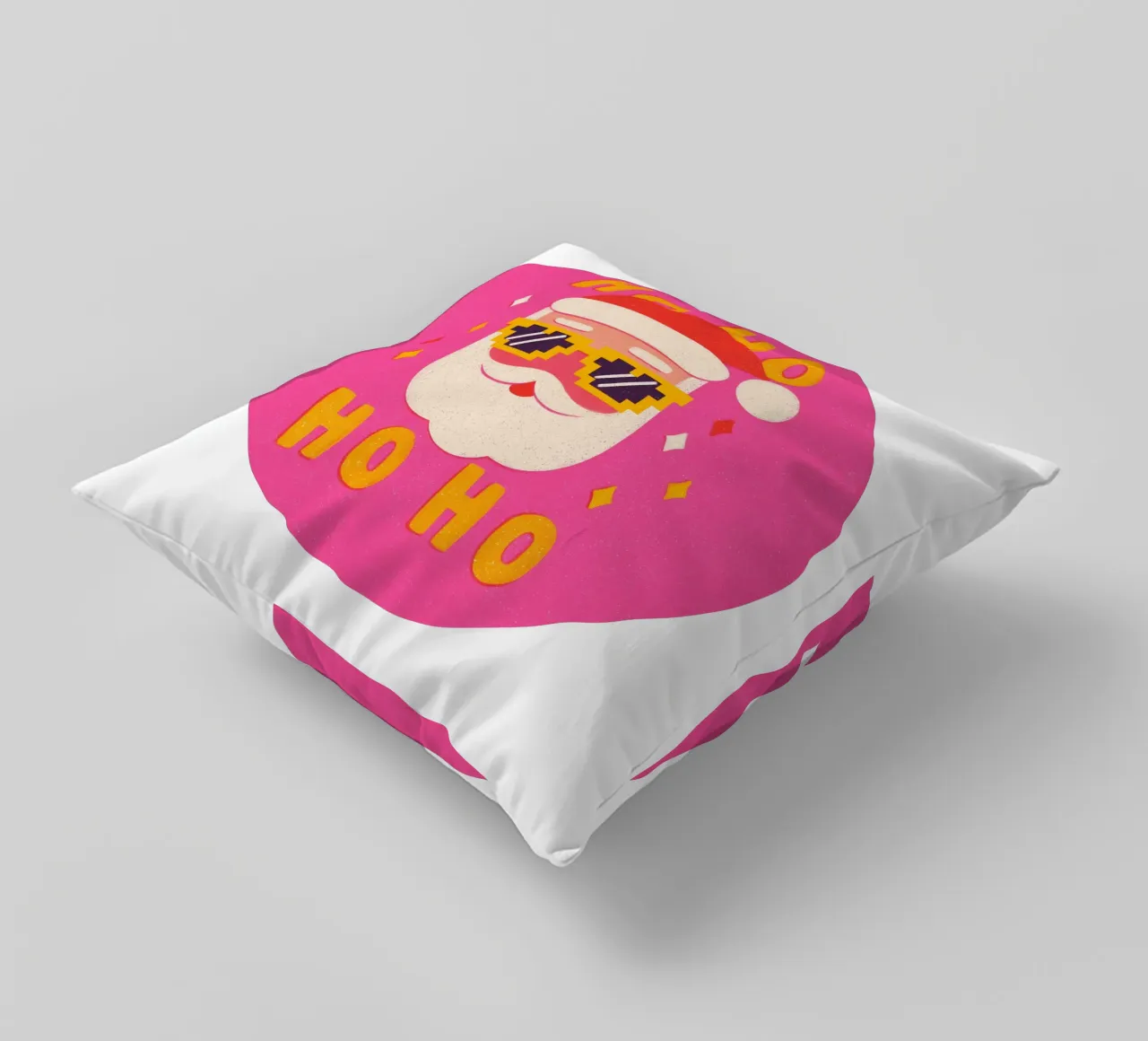Babbo Natale in stile pixel rosa cuscino da Carinaprint