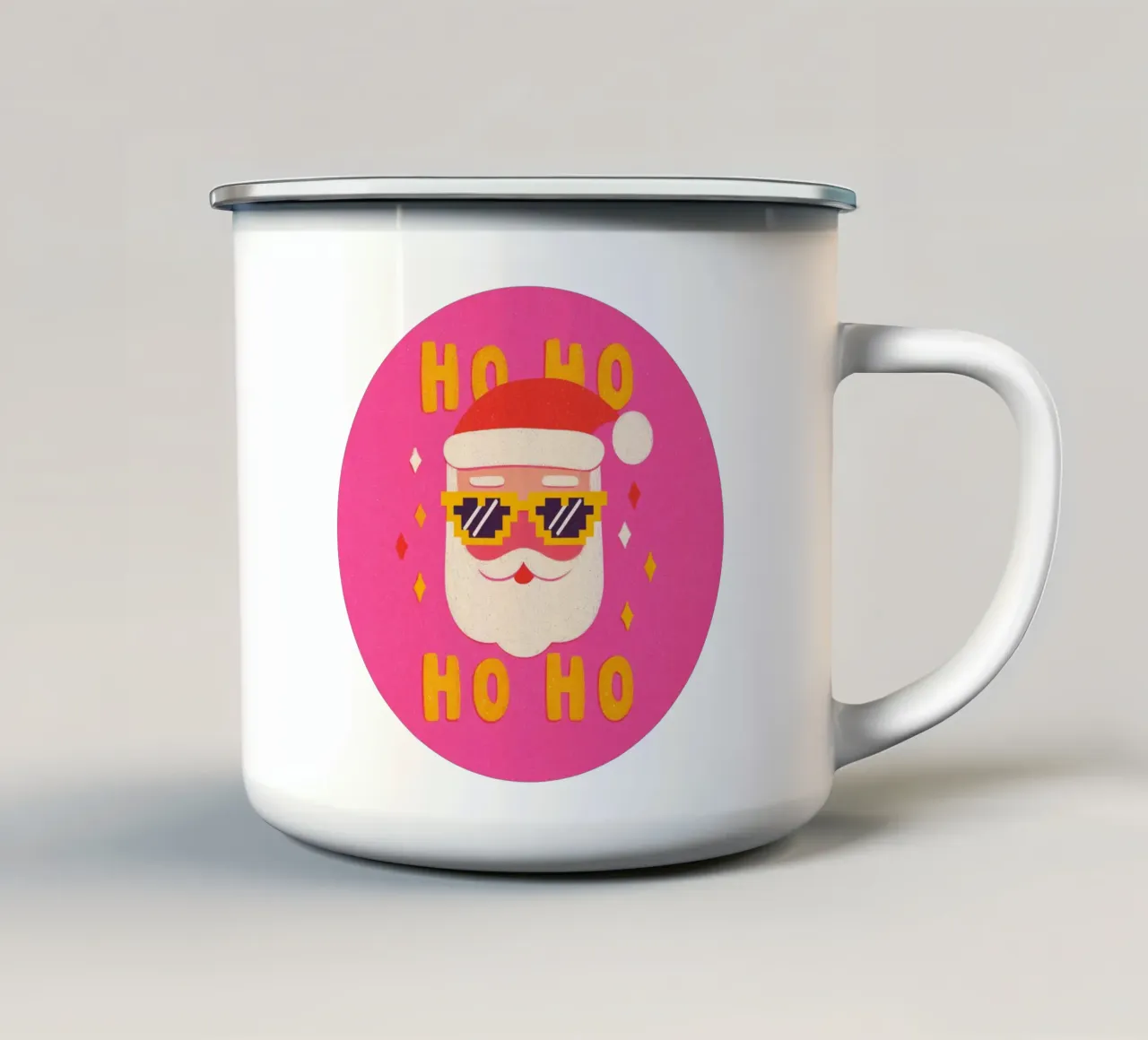 Babbo Natale in stile pixel rosa tazza in smalto da Carinaprint