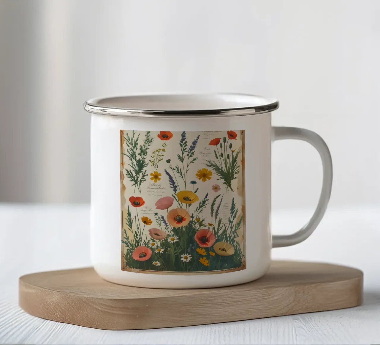 Fiori pressati Wild Meadow tazza in smalto da Botanical Gallery