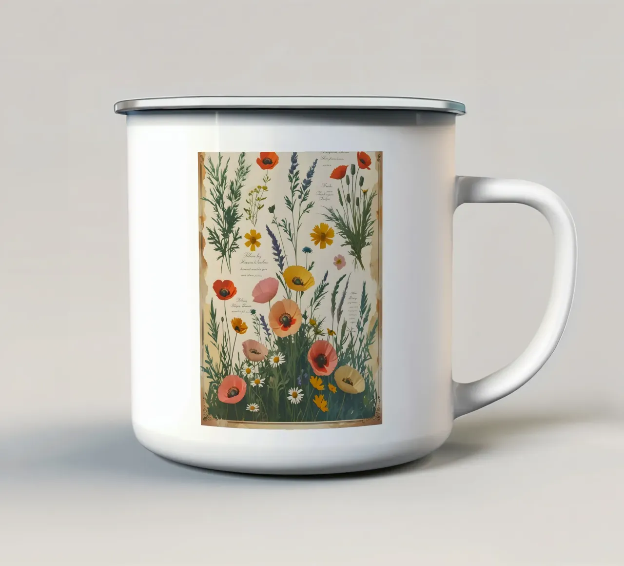 Fiori pressati Wild Meadow tazza in smalto da Botanical Gallery