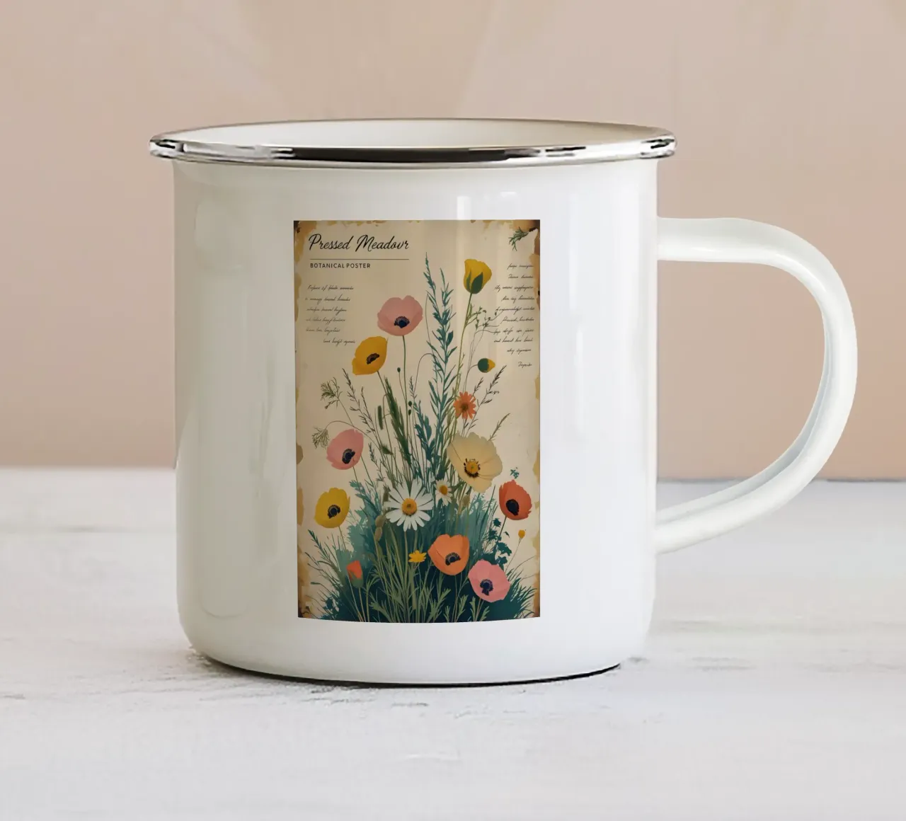 Fiori pressati Wild Meadow tazza in smalto da Botanical Gallery