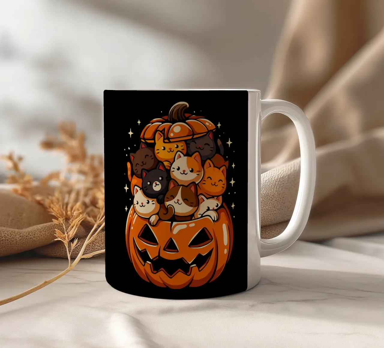 Gatti carini con la zucca tazza in ceramica da LM2KONE