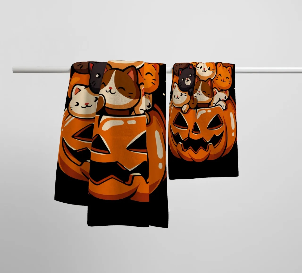 Gatti carini con la zucca asciugamano da bagno da LM2KONE