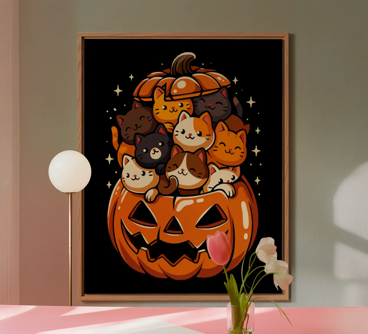 Gatti carini con la zucca alluminio dibond da LM2KONE