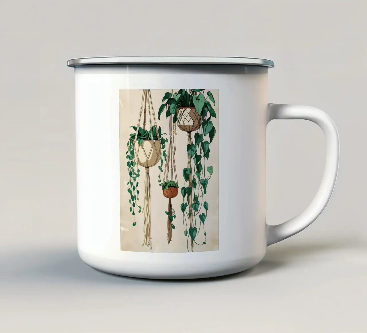 Muro da giardino in macramè tazza in smalto da Botanical Gallery