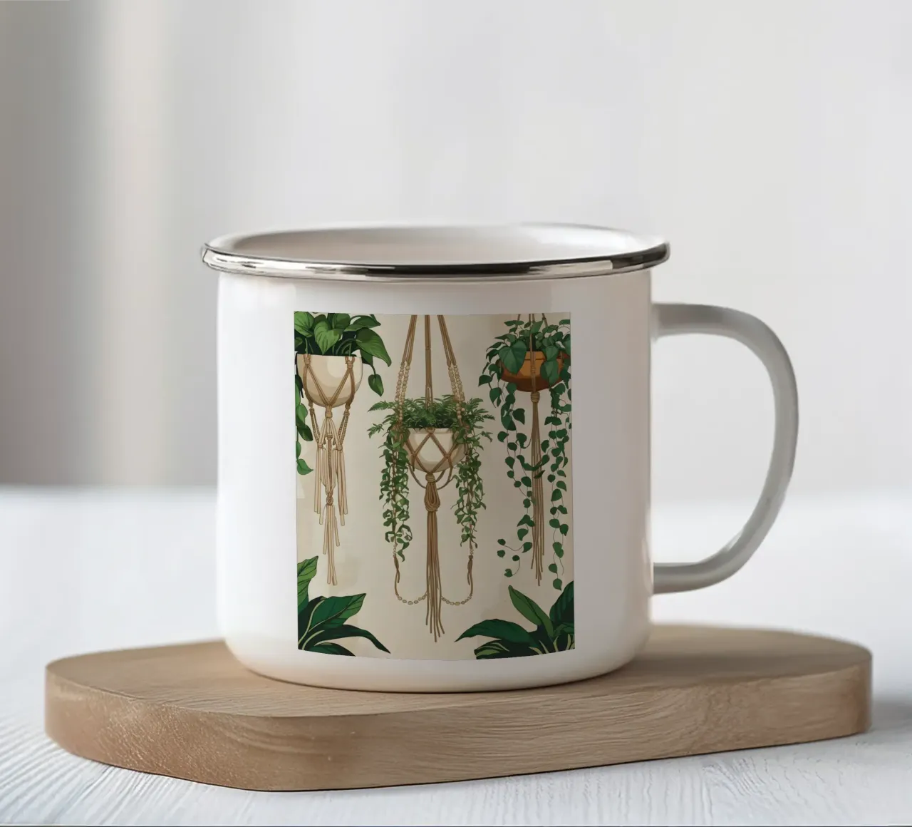 Muro da giardino in macramè tazza in smalto da Botanical Gallery
