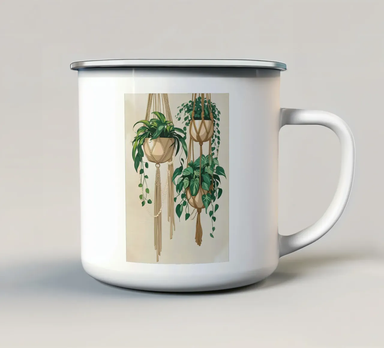 Muro da giardino in macramè tazza in smalto da Botanical Gallery