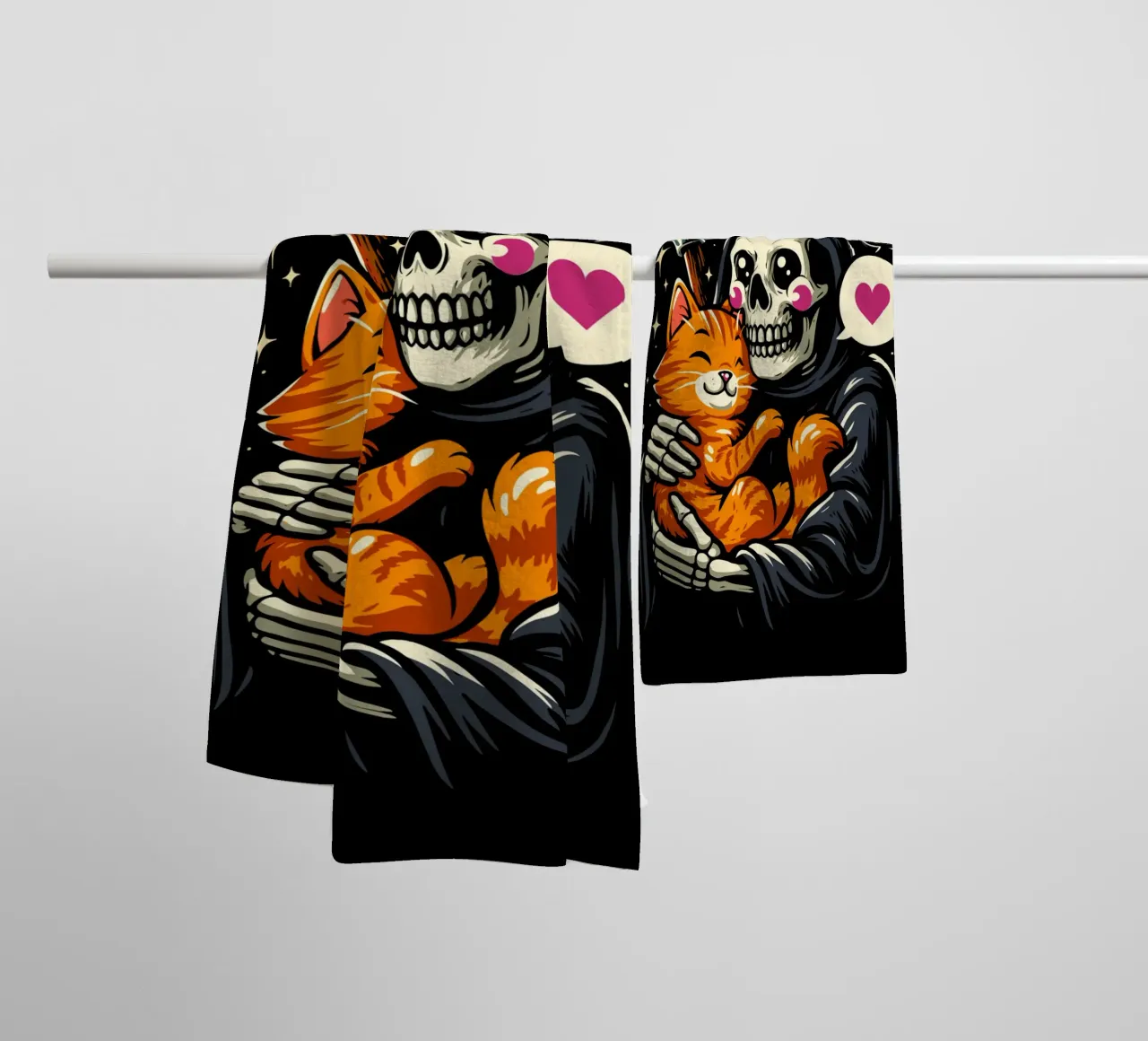 La Faucheuse aime un chat mignon serviette de bain de LM2KONE