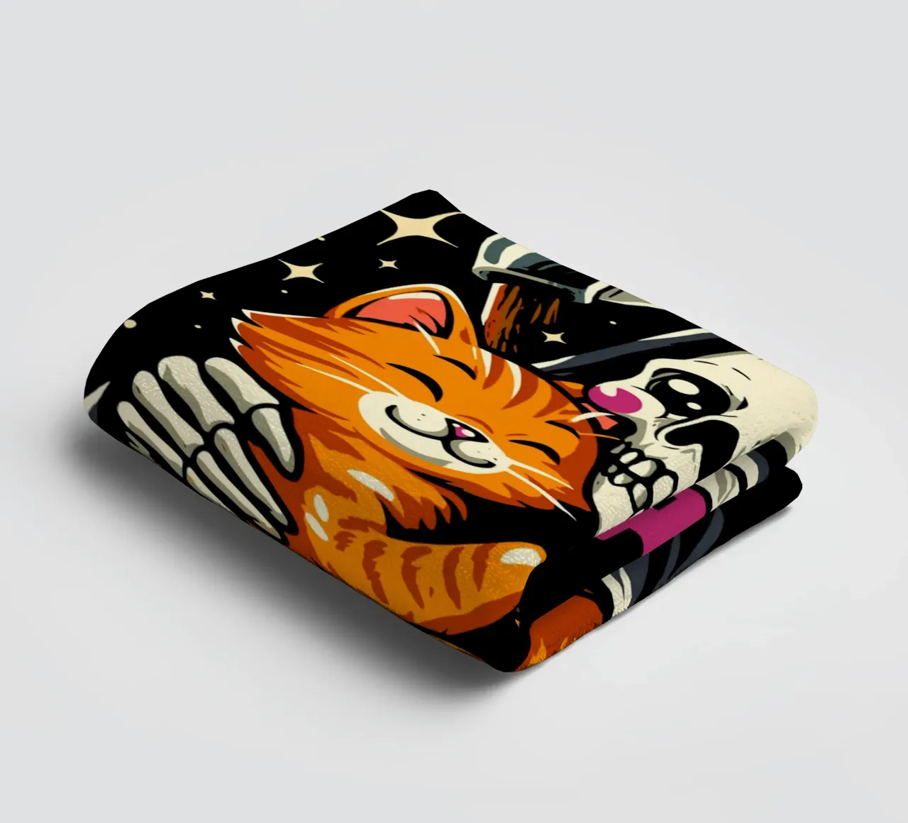 La Faucheuse aime un chat mignon serviette de bain de LM2KONE