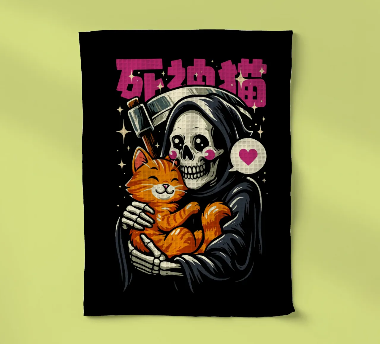 La Faucheuse aime un chat mignon torchon de LM2KONE