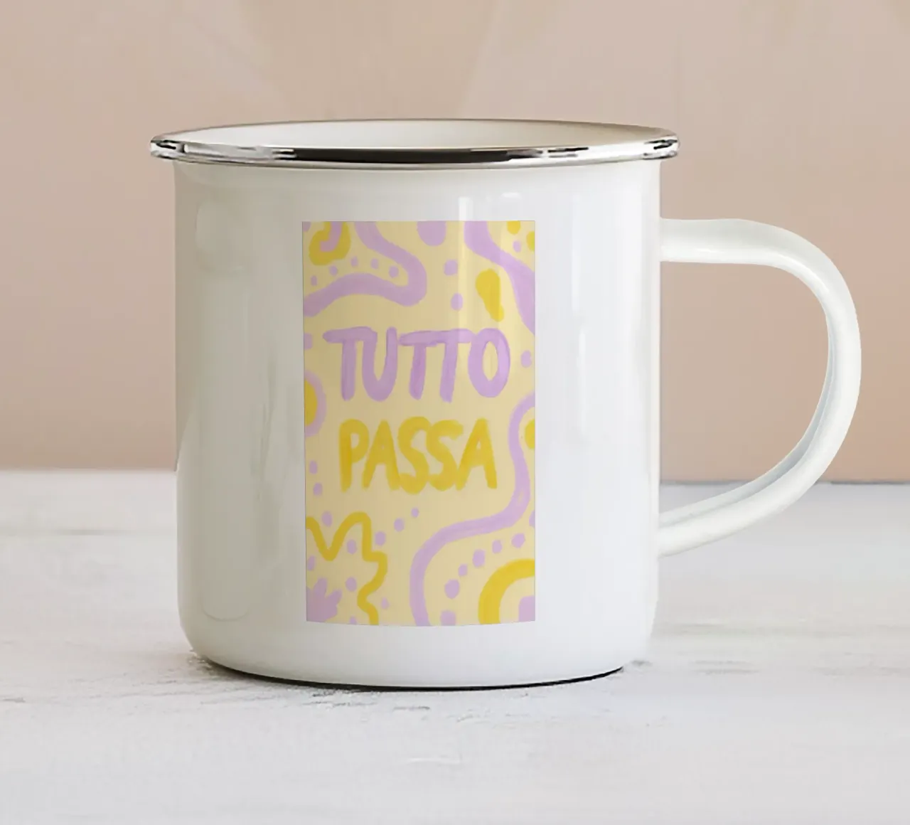 Tutto Passa tazza in smalto da Studio Dolci