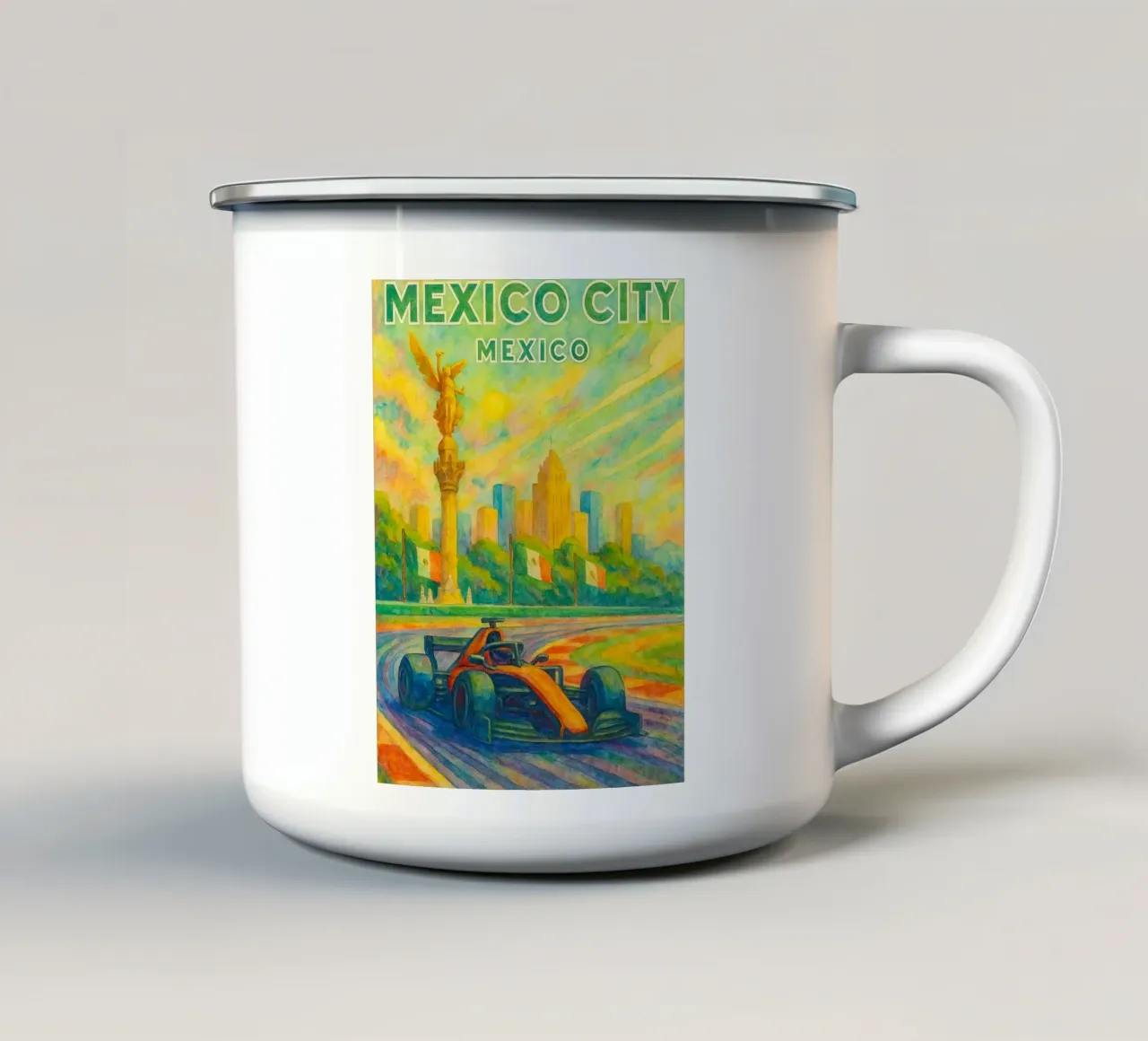 gran premio di città del messico disegno di auto d'epoca tazza in smalto da orchida
