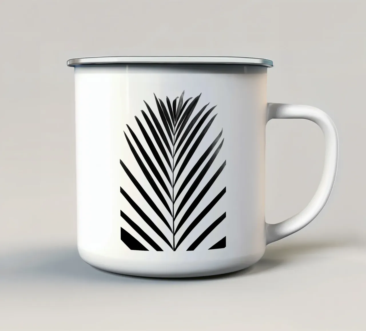 minimal PALM leaf - black & white edition tazza in smalto da Studio Nahili