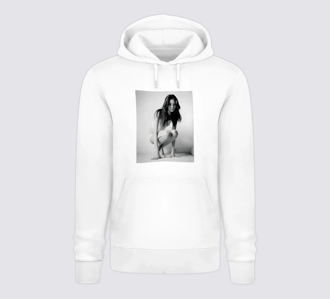 Kate Moss monocromatica felpa con cappuccio da vintage