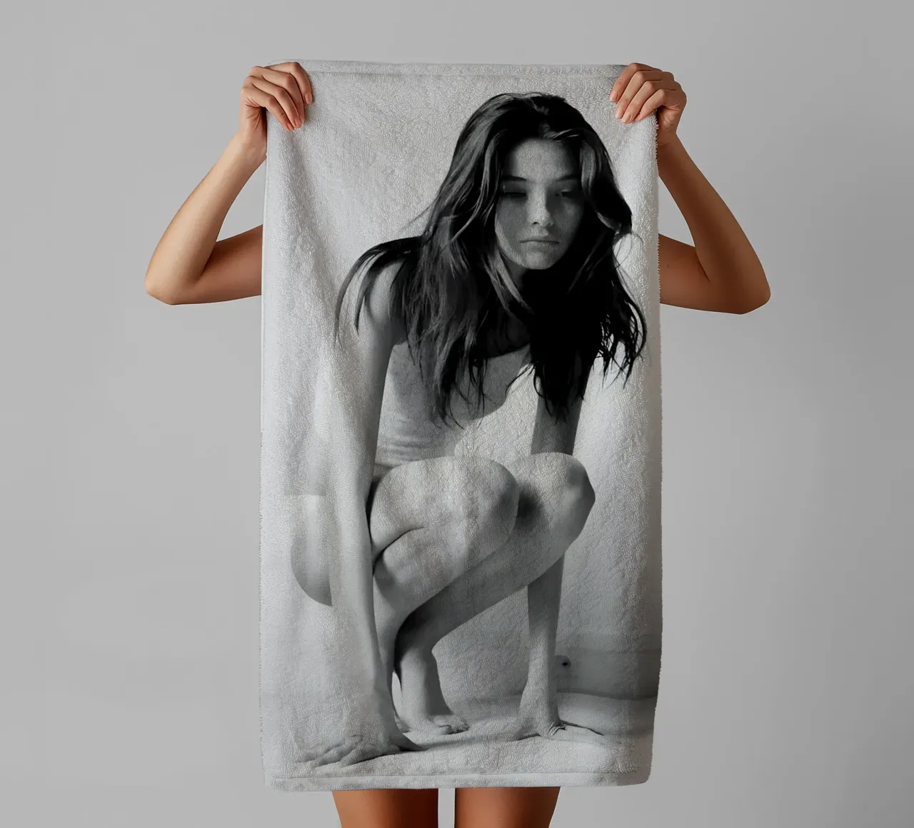 Kate Moss monocromatica asciugamano da bagno da vintage