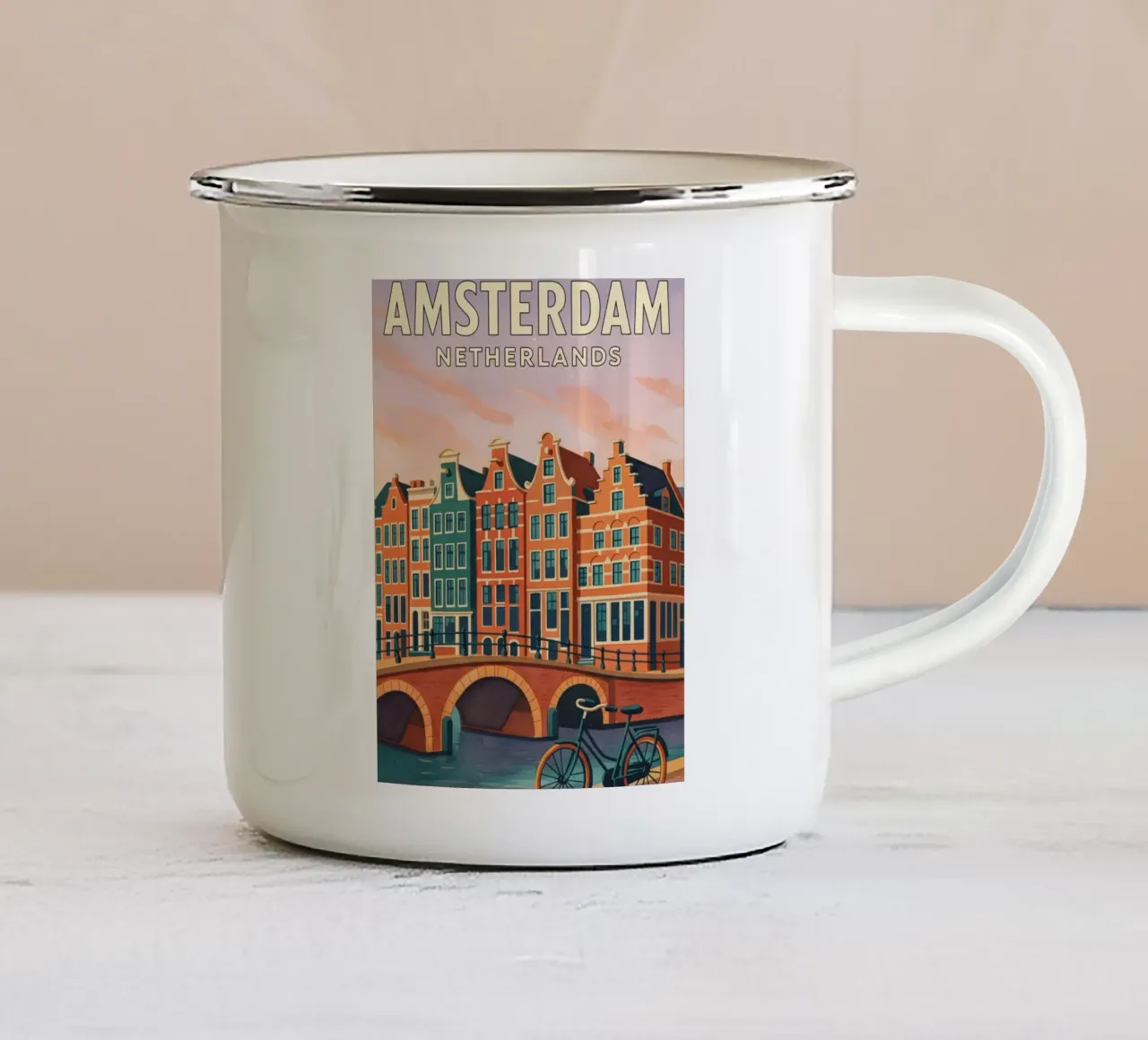 amsterdam netherlands drawing emaille mok van jasmines
