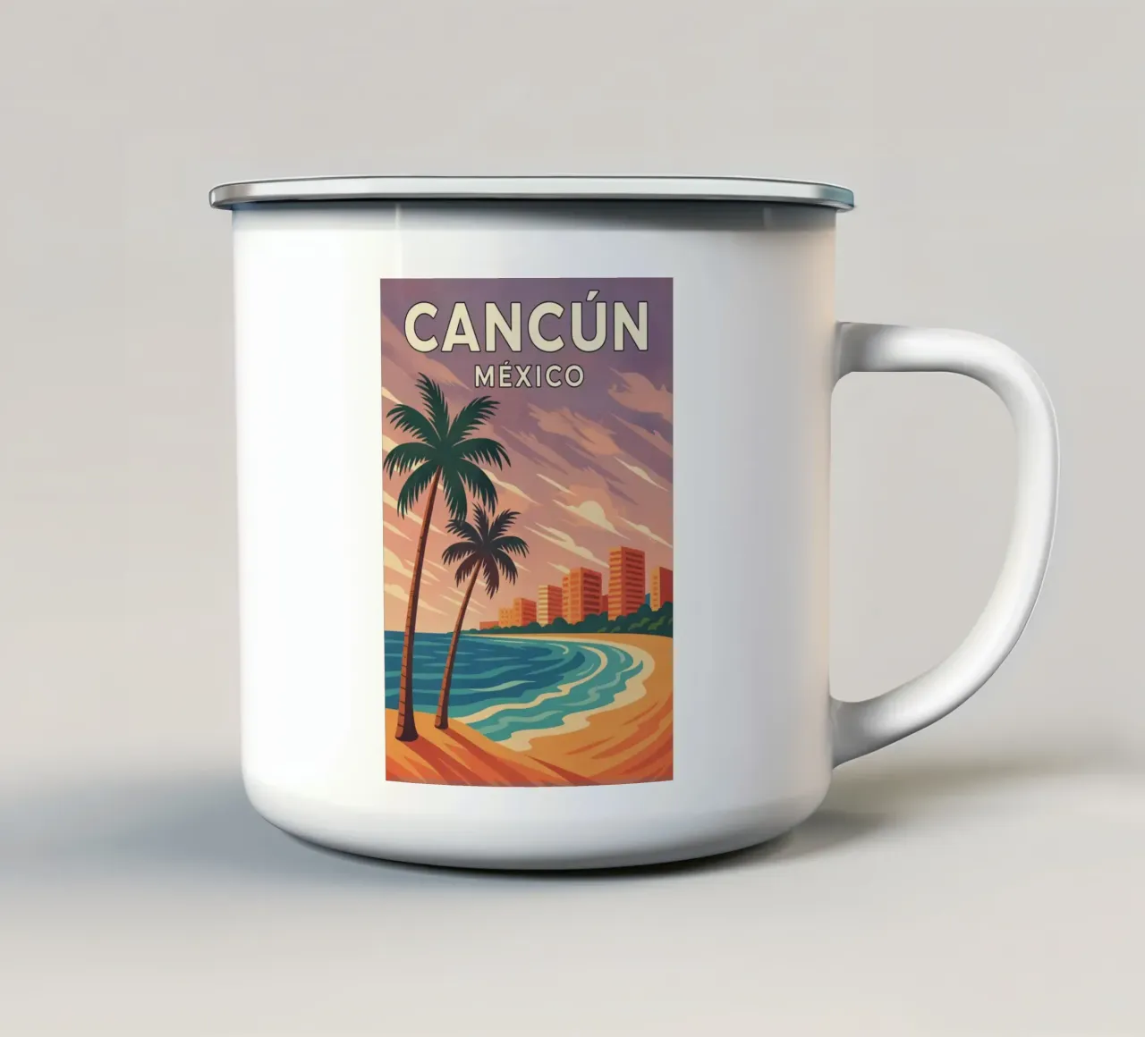 disegno di cancun messico tazza in smalto da jasmines