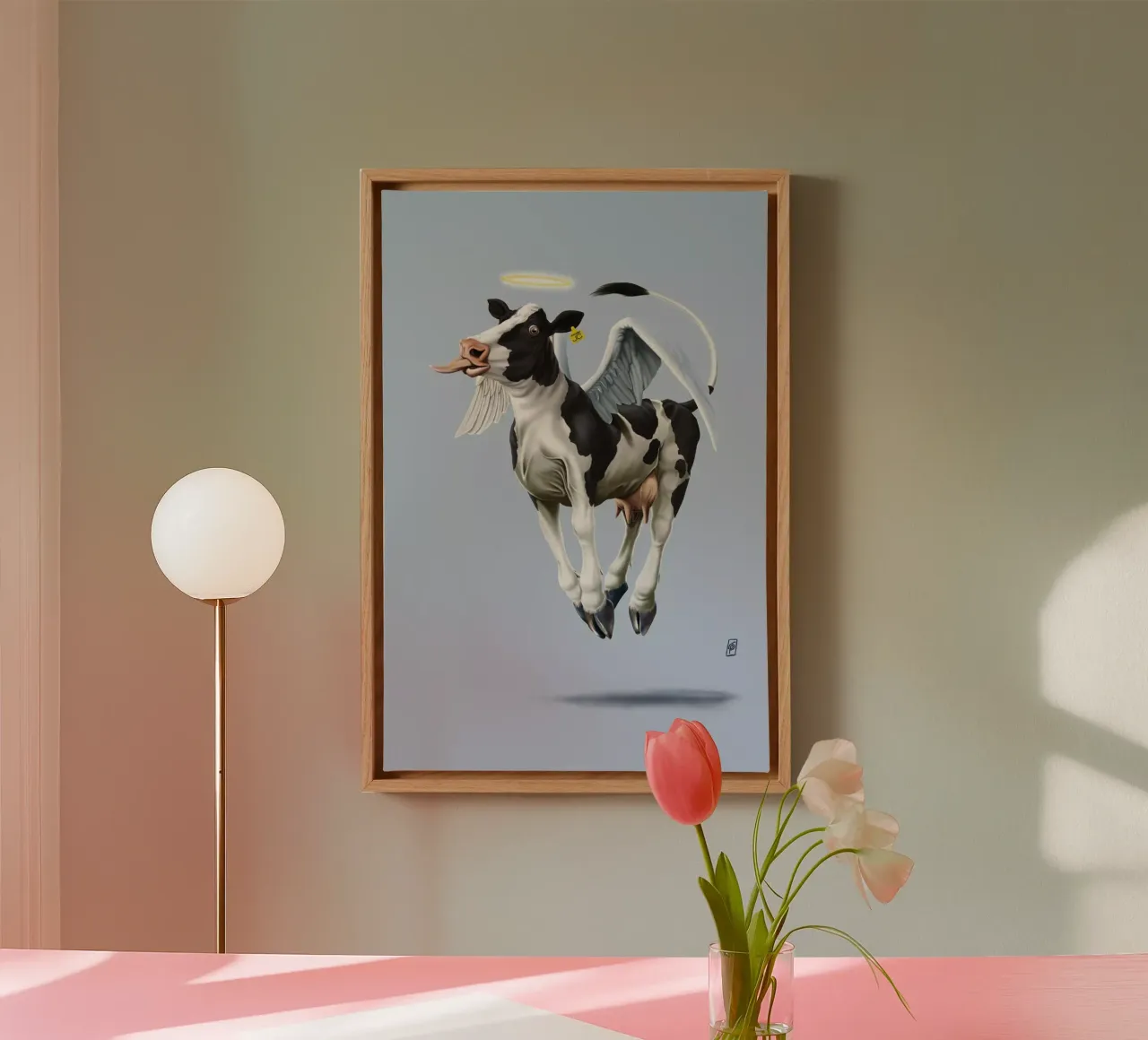 Holy Cow (Colour) tela con Cornice a cassetta da Rob Art | Illustration