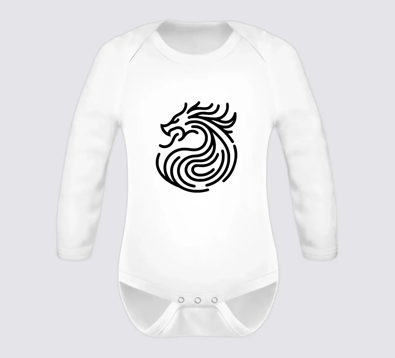 feuerspeiender Drache – Energie in einfacher Kunstform Langarm Babybody von Bold & Simple