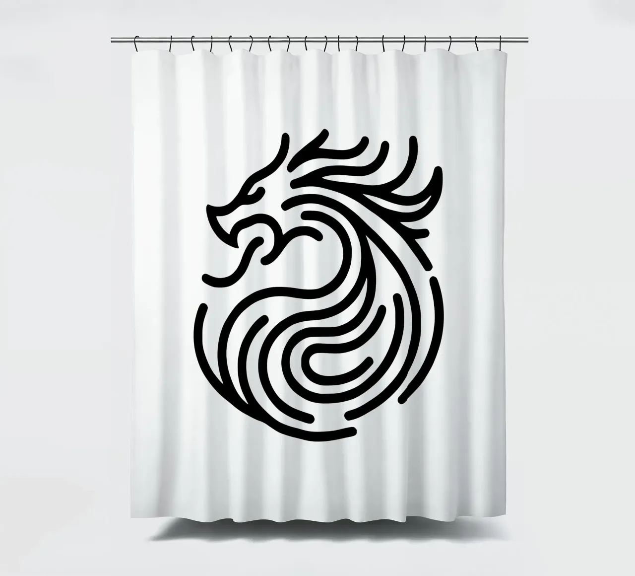 drago sputafuoco - l'energia in una semplice forma d'arte tenda da doccia da Bold & Simple