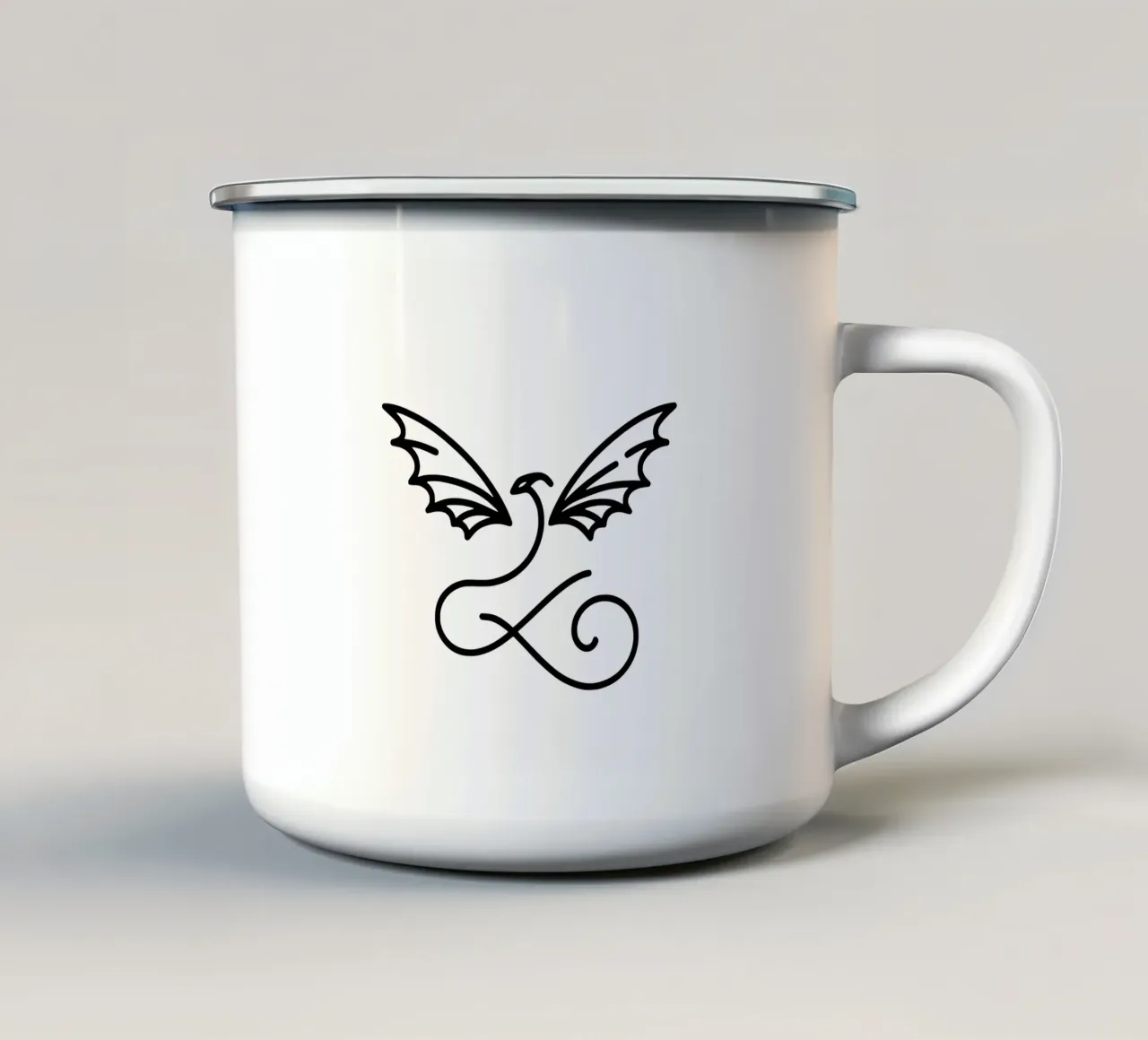 drago volante vorticoso tazza in smalto da Bold & Simple