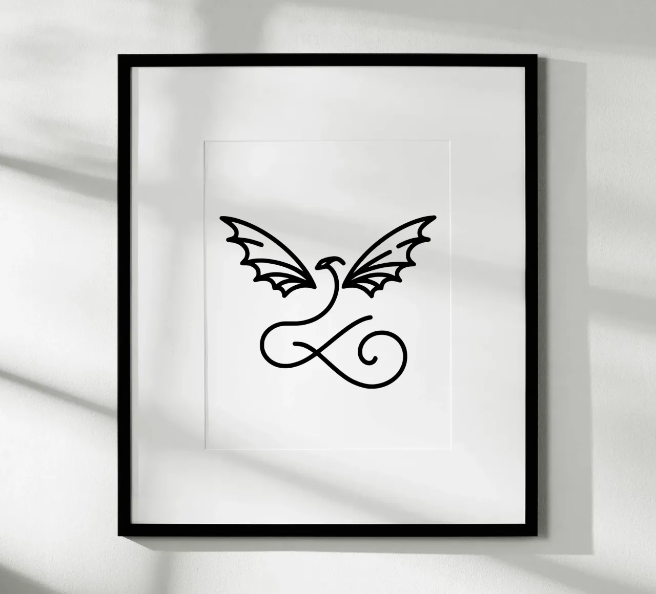 drago volante vorticoso poster con telaio in legno da Bold & Simple