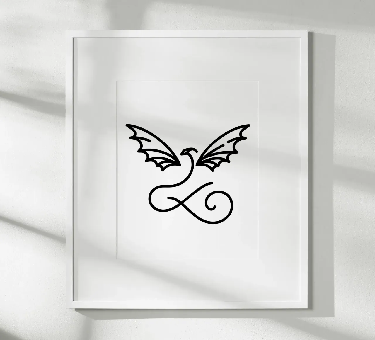 drago volante vorticoso poster con telaio in legno da Bold & Simple