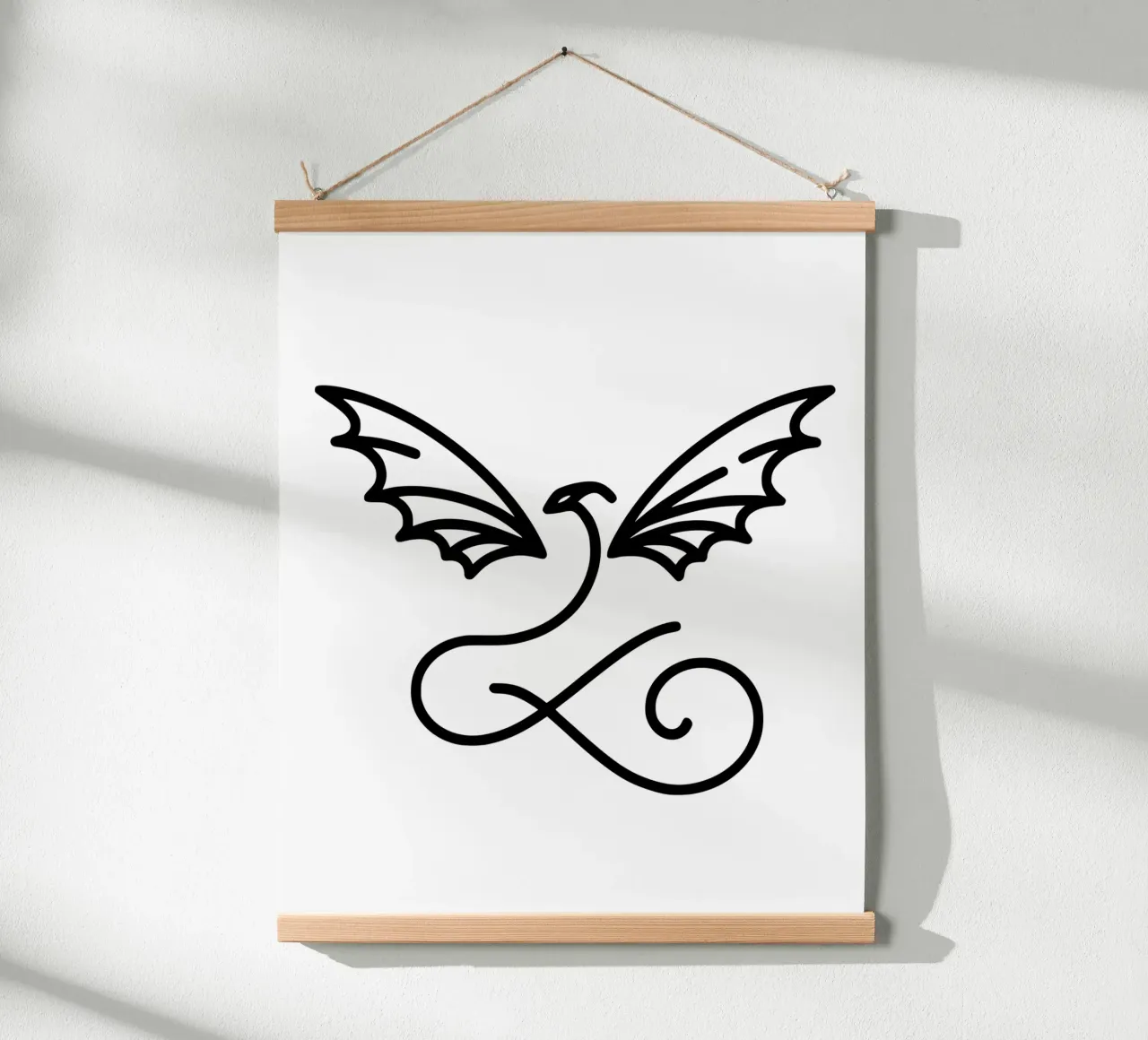 drago volante vorticoso poster con telaio in legno da Bold & Simple