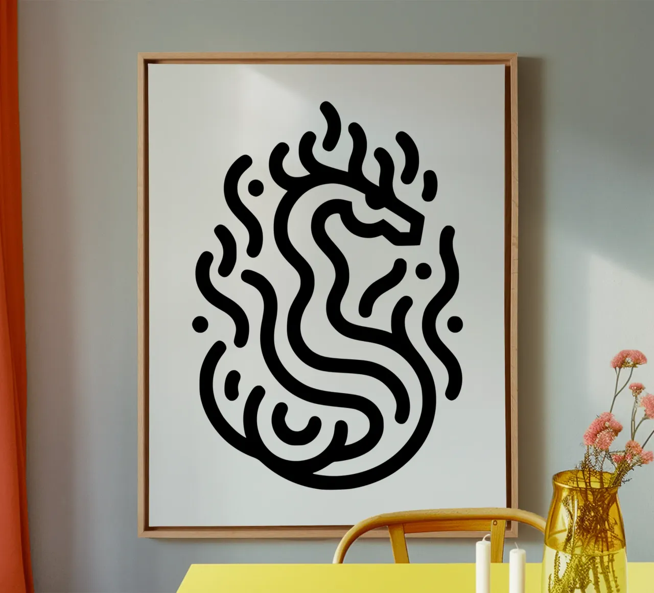 drago fiammeggiante tela con Cornice a cassetta da Bold & Simple