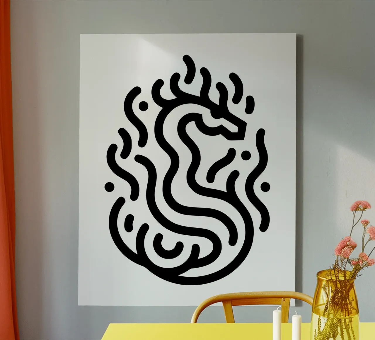 drago fiammeggiante tela con Cornice a cassetta da Bold & Simple