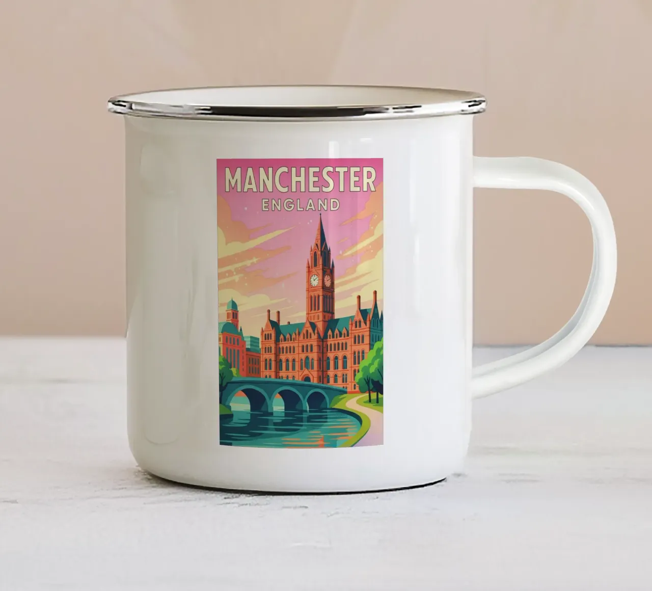 disegno di menchester inghilterra tazza in smalto da jasmines