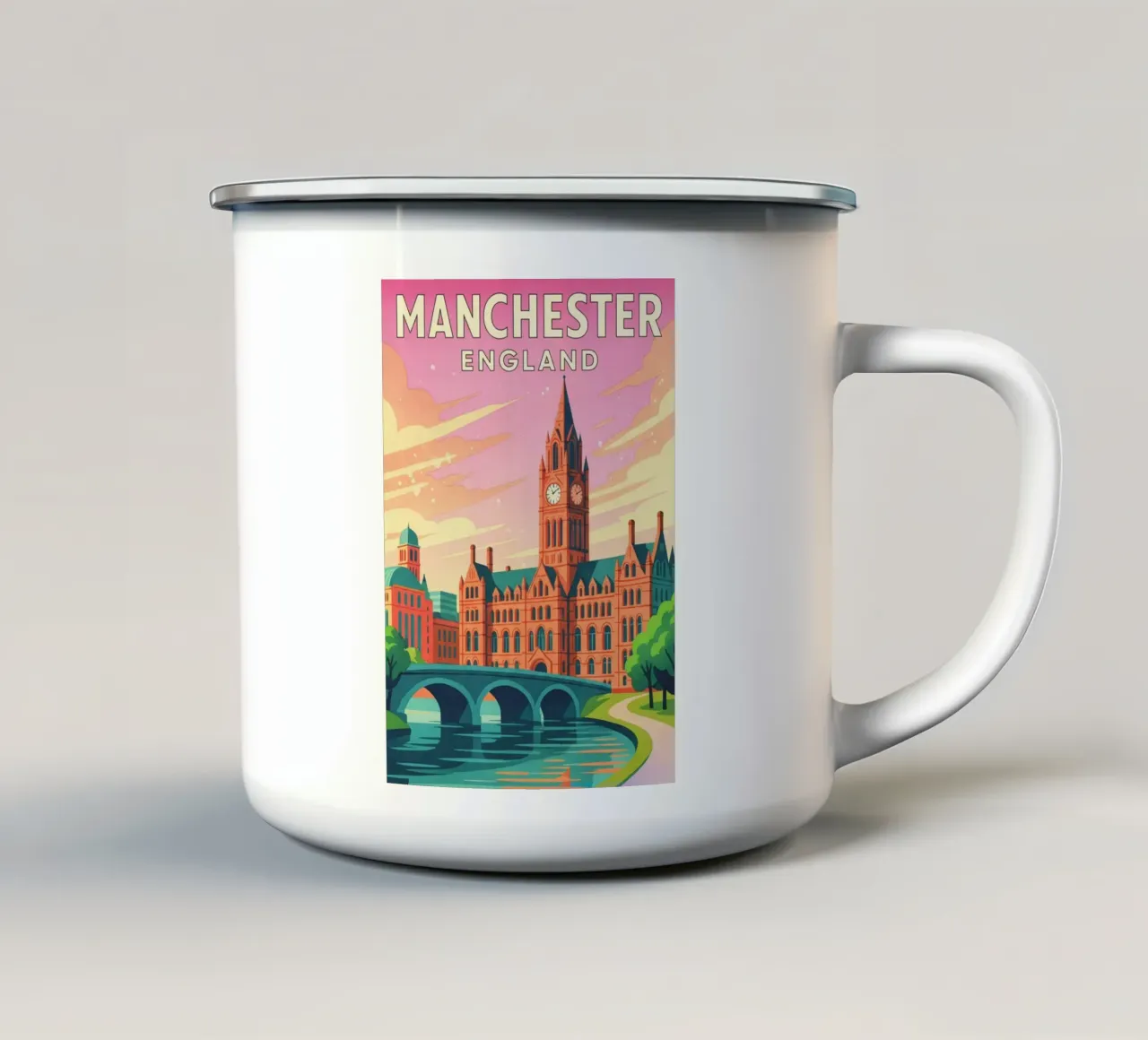 disegno di menchester inghilterra tazza in smalto da jasmines