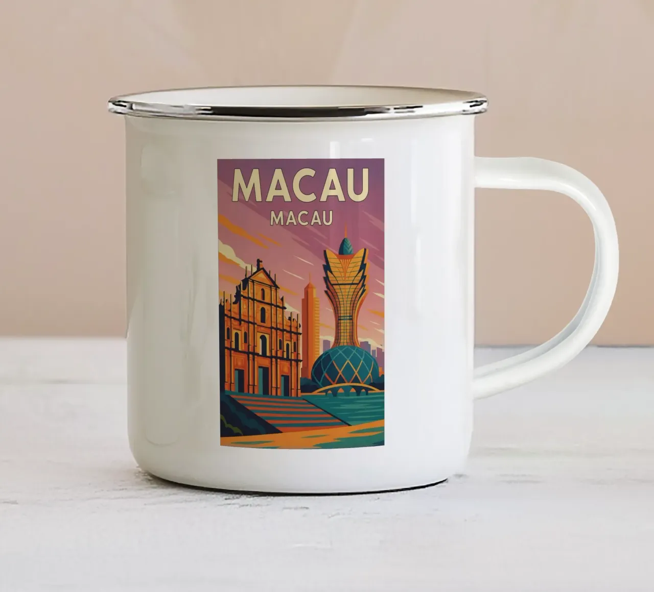 disegno di macao tazza in smalto da jasmines