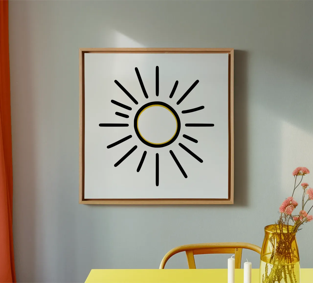 Sun in minimalism - radiant design for you canvas by Bold & Simple