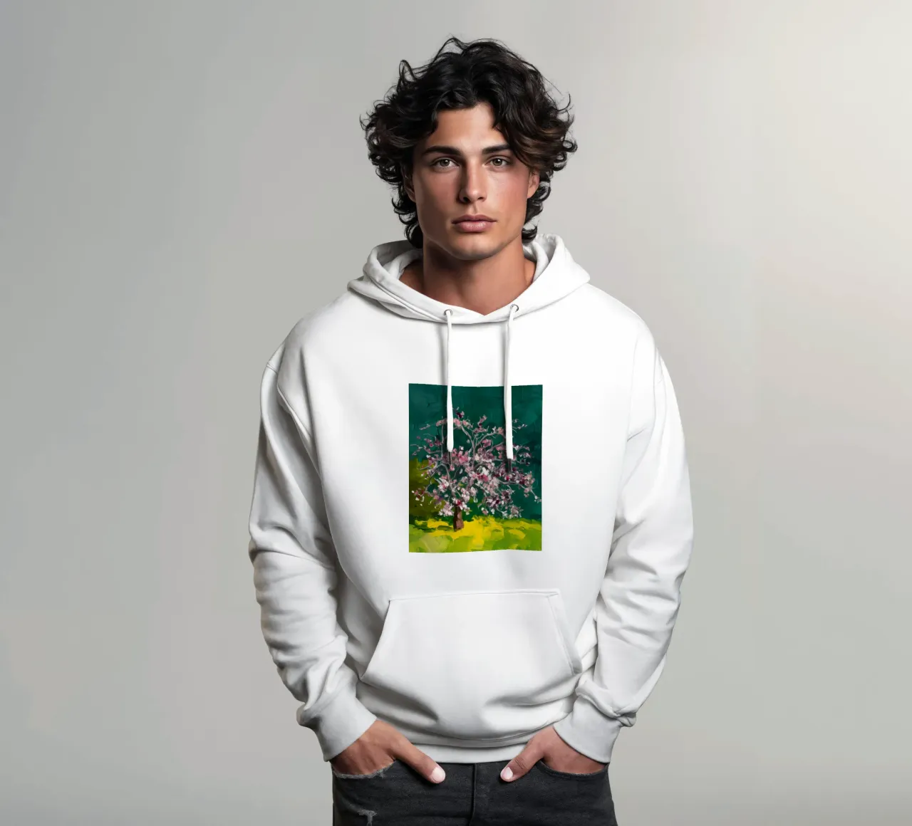 Cascata di fiori cremisi felpa con cappuccio da Angkasa Mist