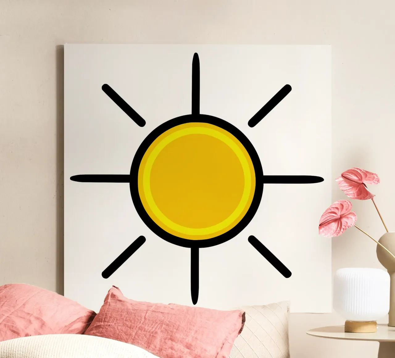 Gele zon, wat kleur in het leven canvas met Baklijst van Bold & Simple