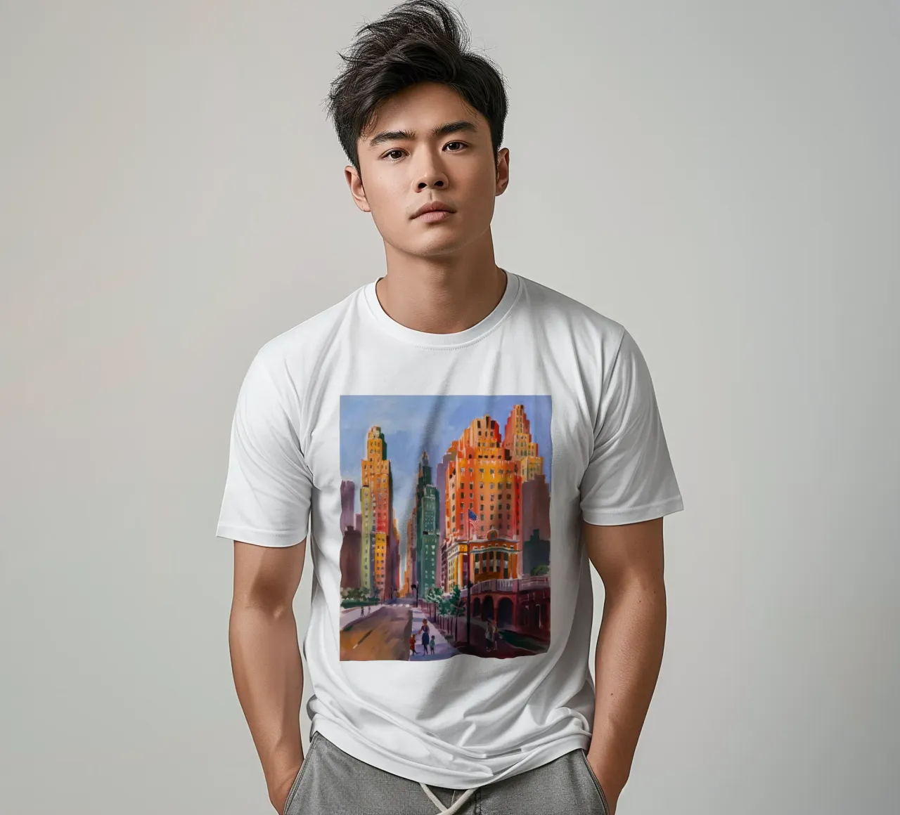 Metropolis Torri baciate dal sole t-shirt da Angkasa Mist