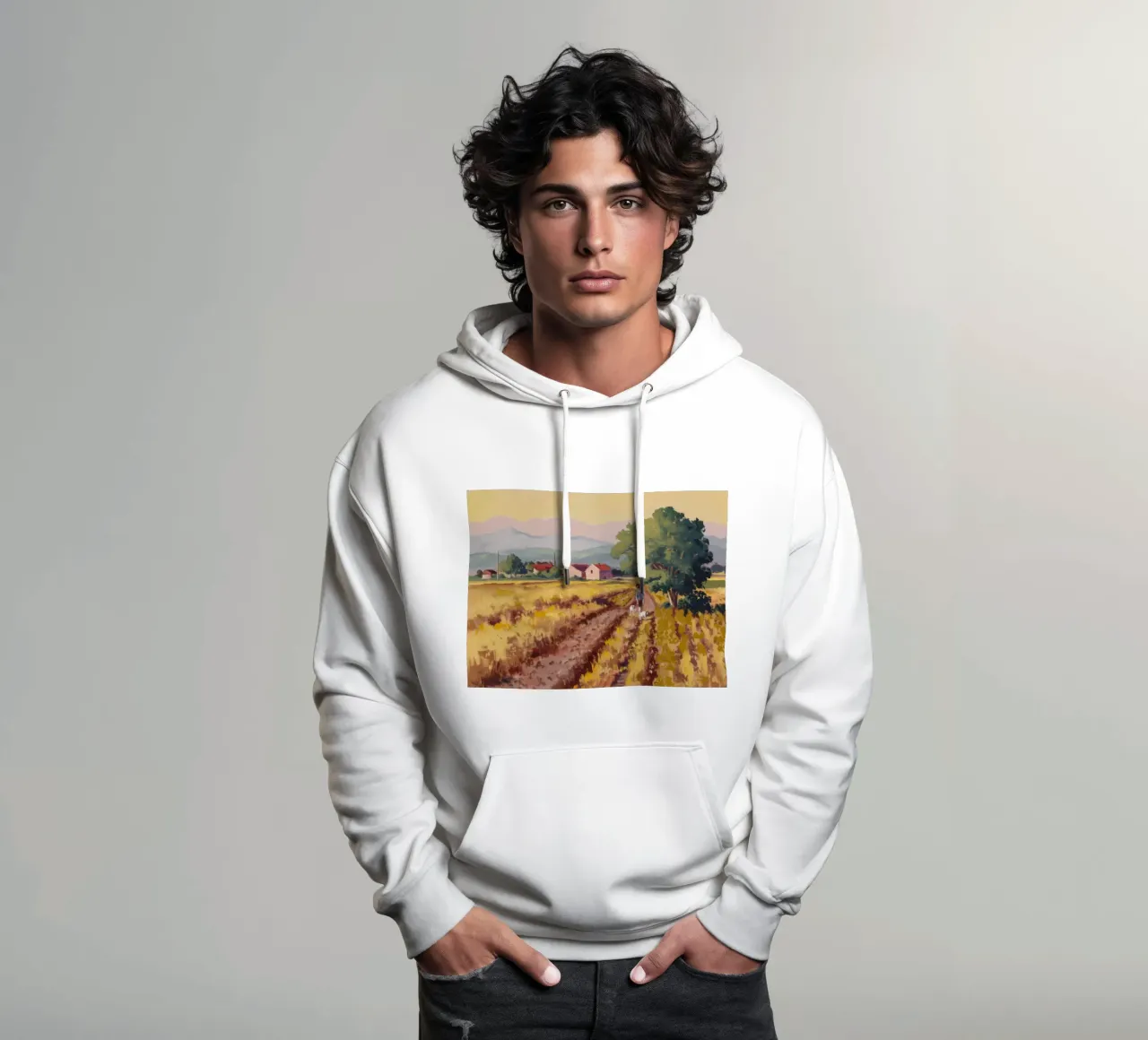 Vigneto toscano Vista felpa con cappuccio da Angkasa Mist