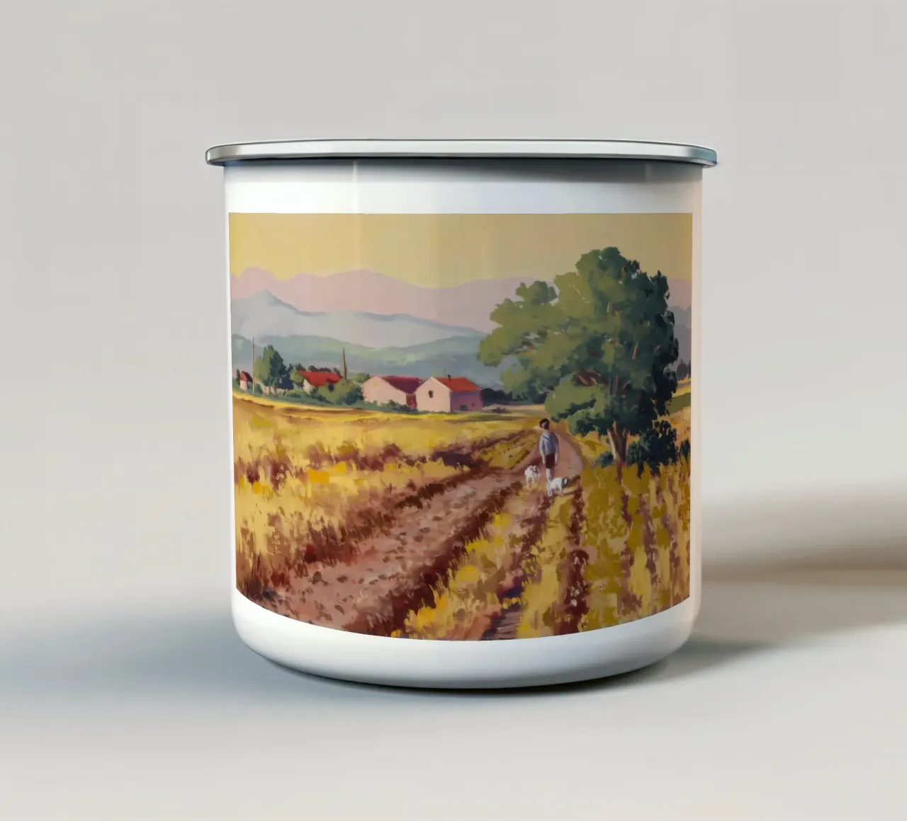 Vigneto toscano Vista tazza in smalto da Angkasa Mist