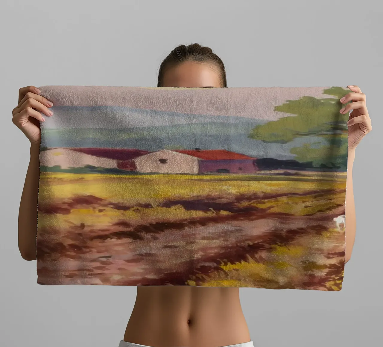 Vigneto toscano Vista asciugamano da bagno da Angkasa Mist