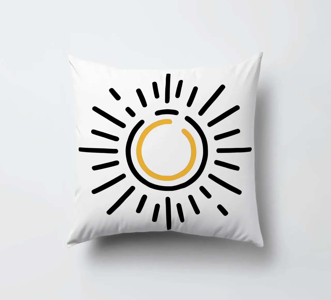 Sun in minimalism - radiant design for your home decorative cushion by Bold & Simple