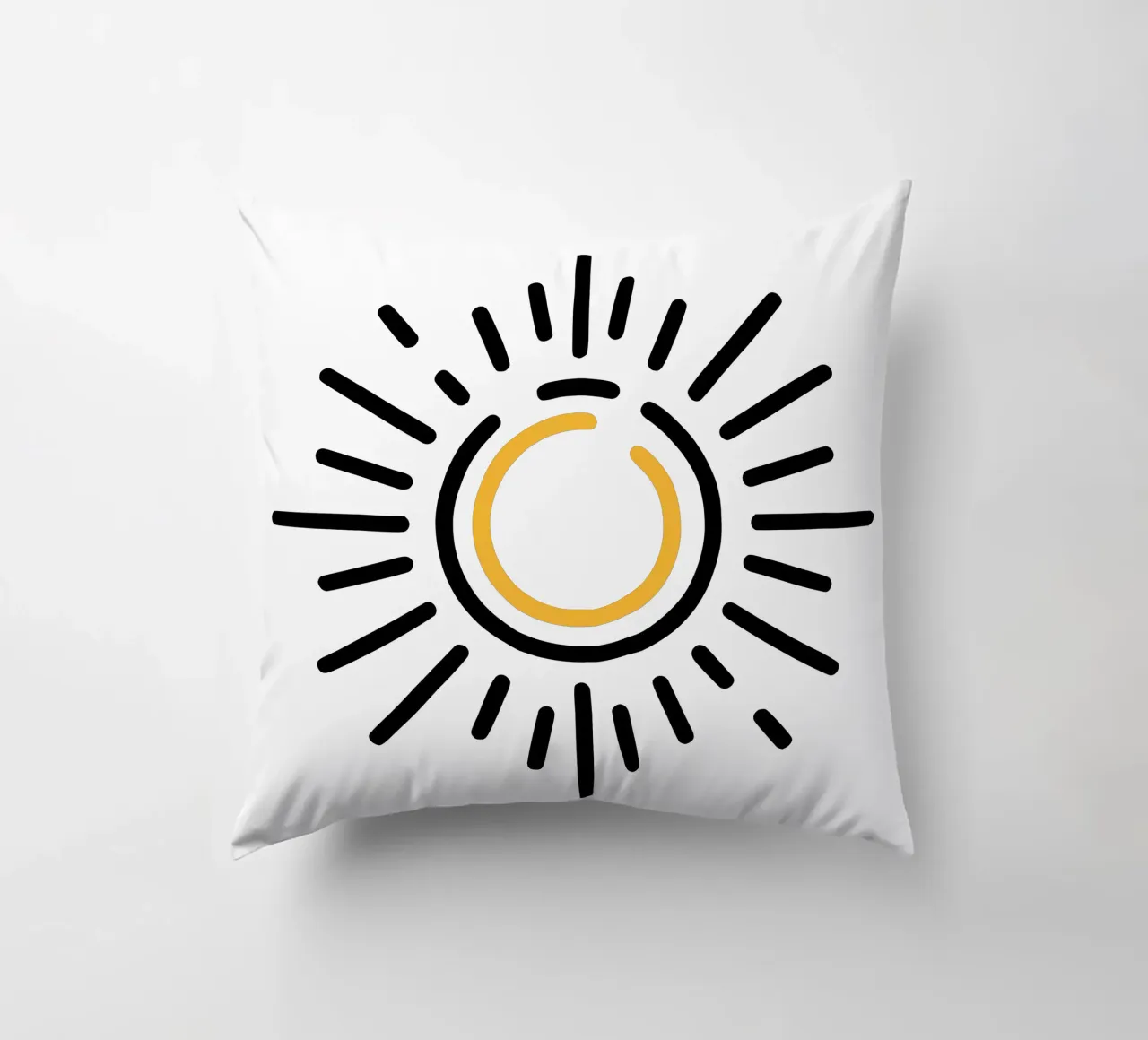 Sun in minimalism - radiant design for your home decorative cushion by Bold & Simple