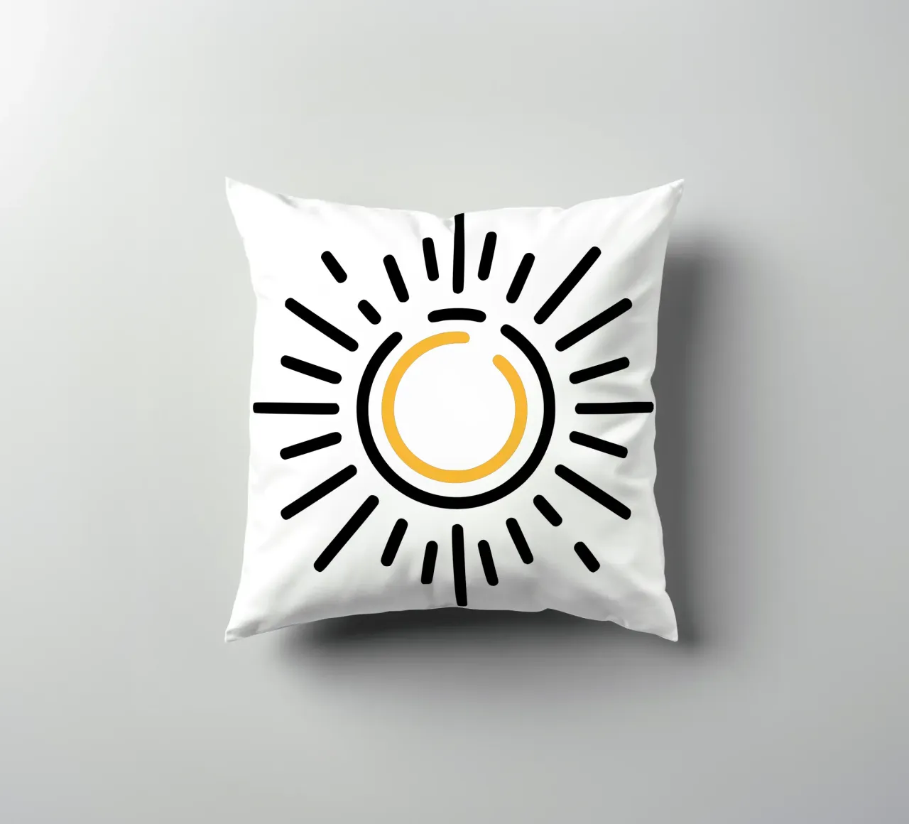 Sun in minimalism - radiant design for your home decorative cushion by Bold & Simple