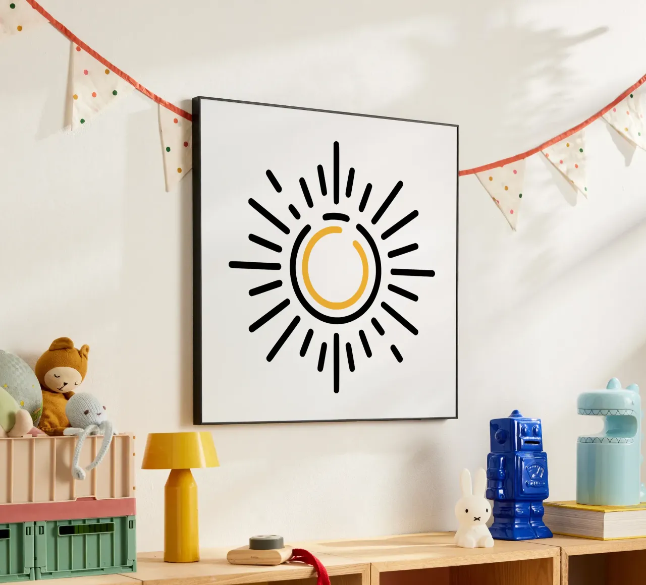 Sun in minimalism - radiant design for your home alu-dibond by Bold & Simple