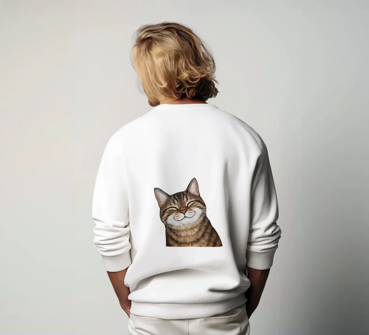 Smiling cat - cat portrait for a good mood sweatshirt by KidzStudio